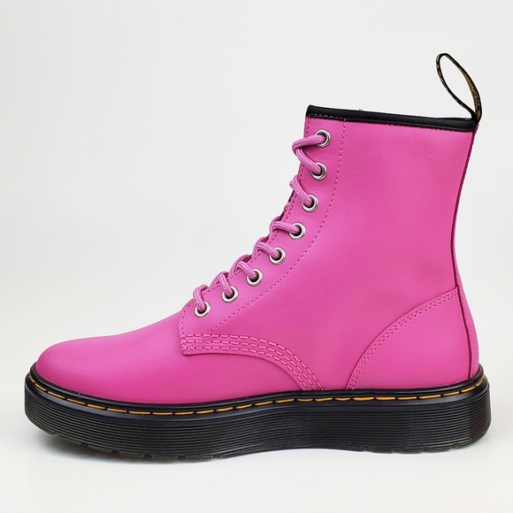 NWB Dr Martens Zavala combat boots thrift pink leather lace up preppy bohemian - Picture 9 of 15